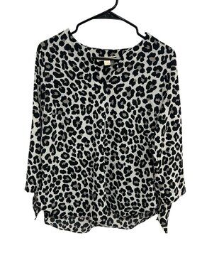 Michael Kors Medium Leopard Print Tie Sleeve Top Maximalist Statement Style